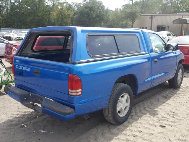 1B7FL26P7WS723259 - 1998 DODGE DAKOTA BLUE photo 4