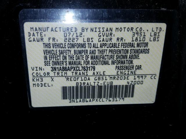 3N1AB6APXCL763179 - 2012 NISSAN SENTRA 2.0 BLACK photo 10