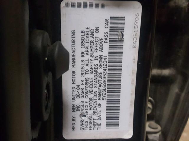 5Y2SL63835Z412341 - 2005 PONTIAC VIBE BLACK photo 10