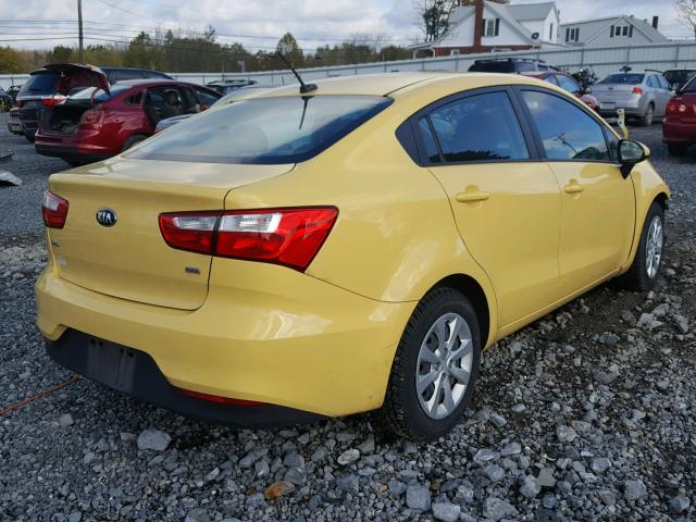 KNADM4A37G6536423 - 2016 KIA RIO LX YELLOW photo 4