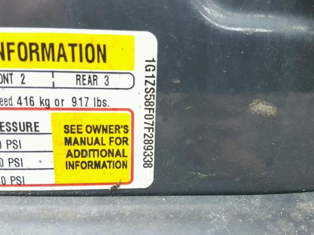 1G1ZS58F07F289338 - 2007 CHEVROLET MALIBU LS 灰色 照片 10