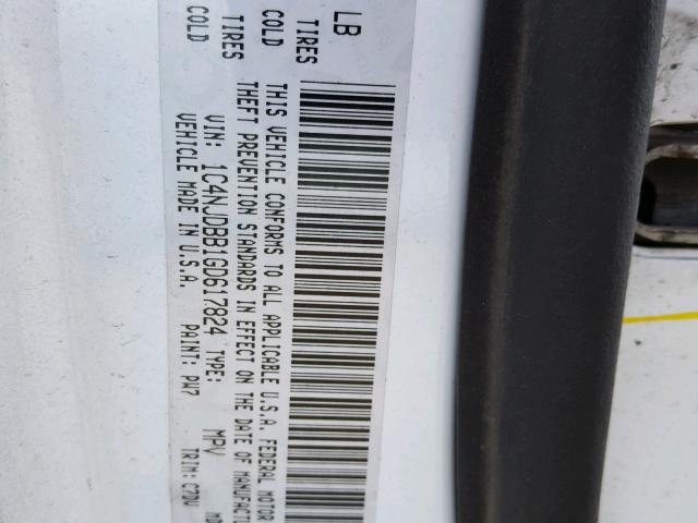 1C4NJDBB1GD617824 - 2016 JEEP COMPASS SP 白色 照片 10