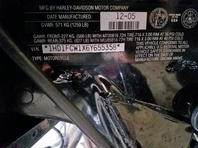 1HD1FCW1X6Y655358 - 2006 HARLEY-DAVIDSON FLHTCUI PURPLE photo 10