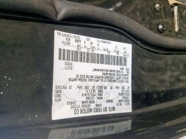 1FMEU64E36UA04947 - 2006 FORD EXPLORER E BLACK photo 10