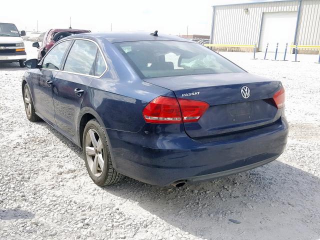 1VWBP7A37CC086526 - 2012 VOLKSWAGEN PASSAT SE BLUE photo 3