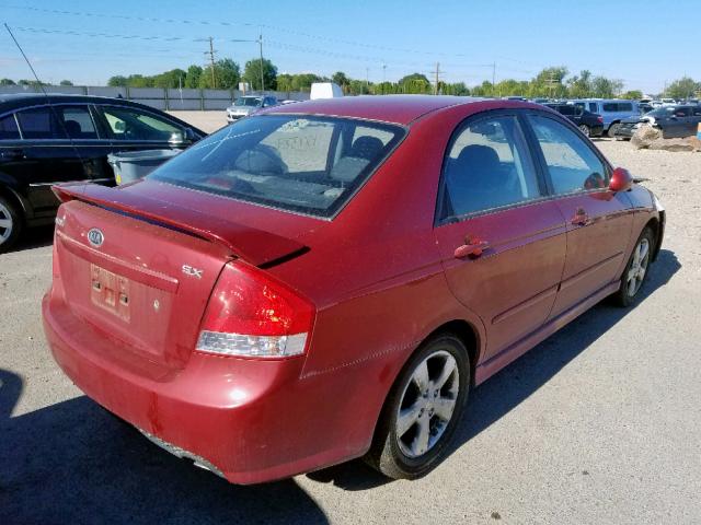 KNAFE121285015442 - 2008 KIA SPECTRA EX RED photo 4