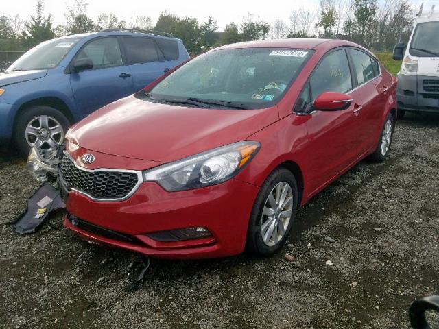 KNAFX4A80E5114699 - 2014 KIA FORTE EX RED photo 2