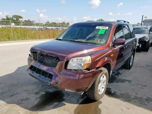 5FNYF28208B021740 - 2008 HONDA PILOT VP BURGUNDY photo 2