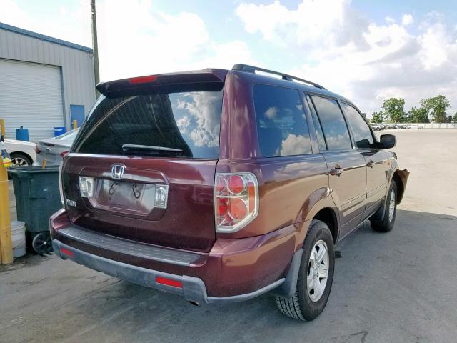 5FNYF28208B021740 - 2008 HONDA PILOT VP BURGUNDY photo 4