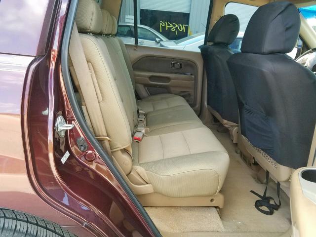 5FNYF28208B021740 - 2008 HONDA PILOT VP BURGUNDY photo 6