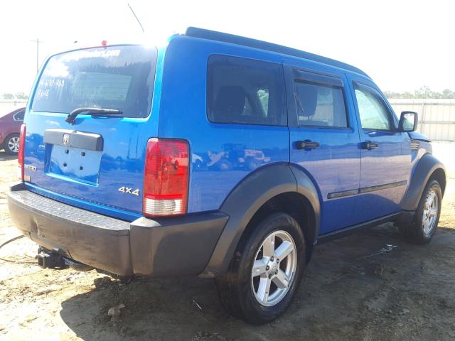 1D8GU28K97W720572 - 2007 DODGE NITRO SXT BLUE photo 4