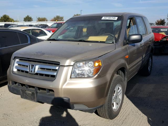 2HKYF18137H508027 - 2007 HONDA PILOT LX BROWN photo 2