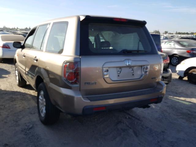 2HKYF18137H508027 - 2007 HONDA PILOT LX BROWN photo 3