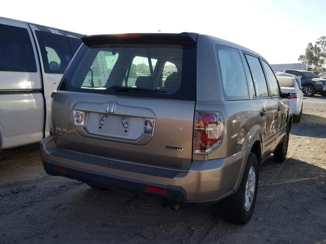 2HKYF18137H508027 - 2007 HONDA PILOT LX BROWN photo 4