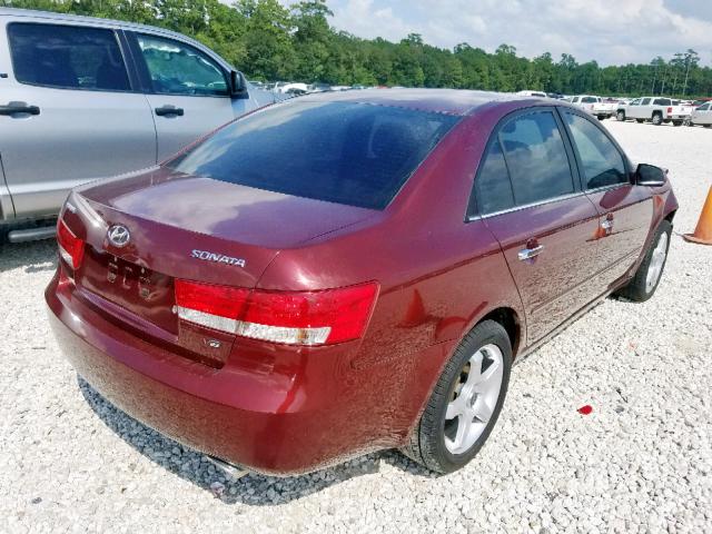 5NPEU46FX7H203164 - 2007 HYUNDAI SONATA SE MAROON photo 4