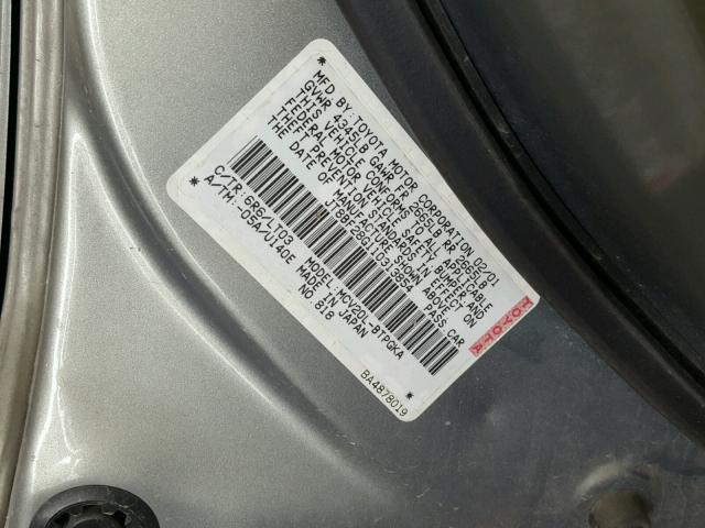 JT8BF28G110313854 - 2001 LEXUS ES 300 GRAY photo 10