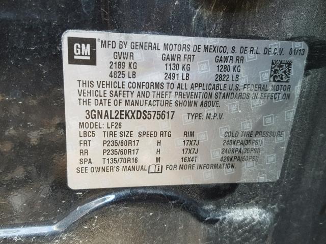 3GNAL2EKXDS575617 - 2013 CHEVROLET CAPTIVA LS 黑色 照片 10