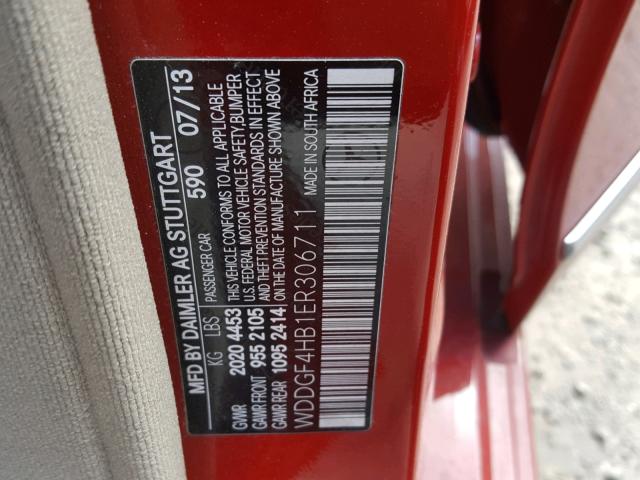 WDDGF4HB1ER306711 - 2014 MERCEDES-BENZ C 250 RED photo 10