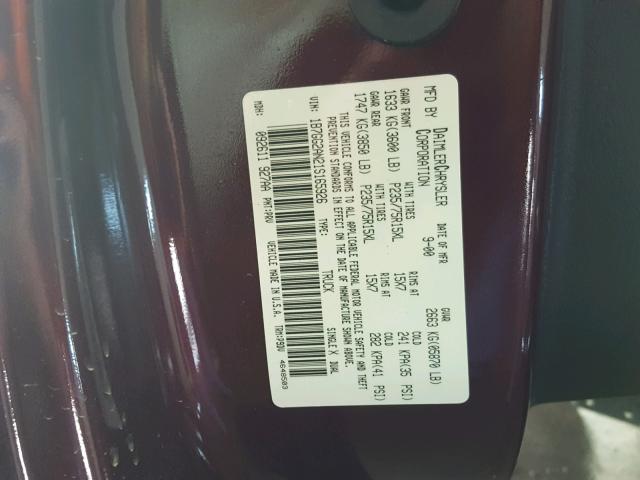 1B7GG2AN21S165926 - 2001 DODGE DAKOTA QUA MAROON photo 10