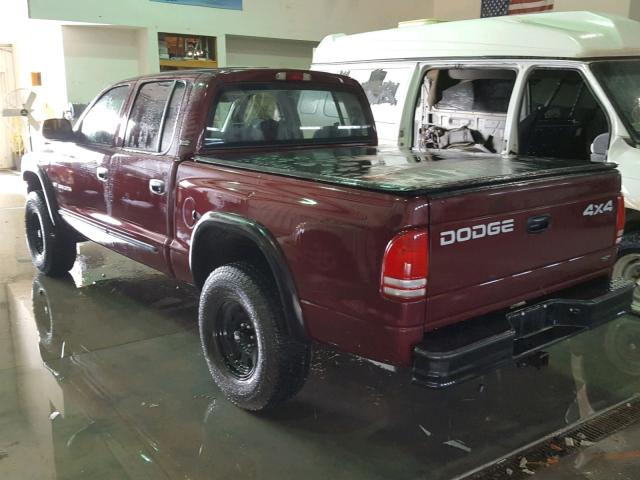 1B7GG2AN21S165926 - 2001 DODGE DAKOTA QUA MAROON photo 3