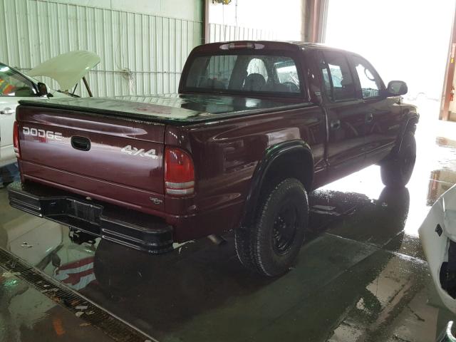 1B7GG2AN21S165926 - 2001 DODGE DAKOTA QUA MAROON photo 4