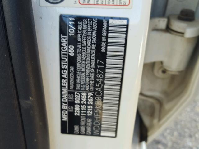 WDDHF5KB8CA548717 - 2012 MERCEDES-BENZ E 350 WHITE photo 10