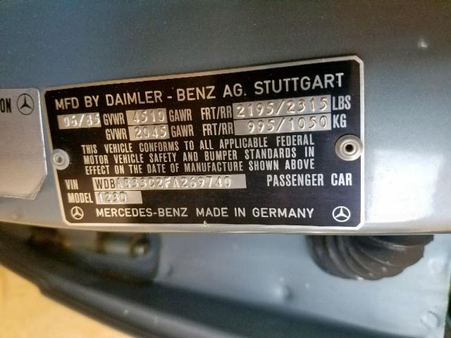 WDBAB33C2FA269740 - 1985 MERCEDES-BENZ 300 DT BLUE photo 10