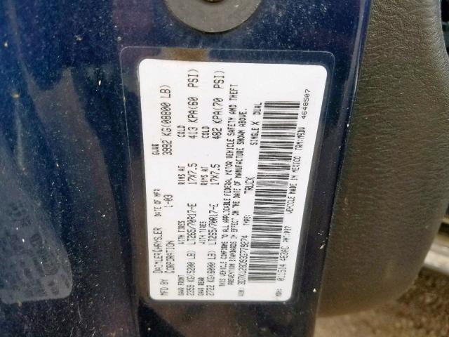 3D7KU28D93G779274 - 2003 DODGE RAM 2500 S Կապույտ լուսանկար 10