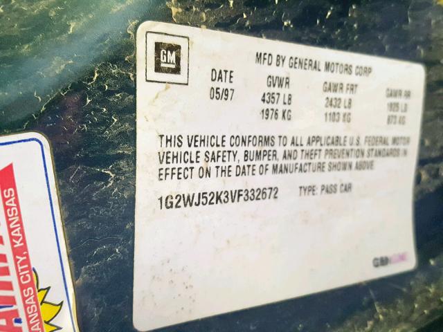 1G2WJ52K3VF332672 - 1997 PONTIAC GRAND PRIX GREEN photo 10