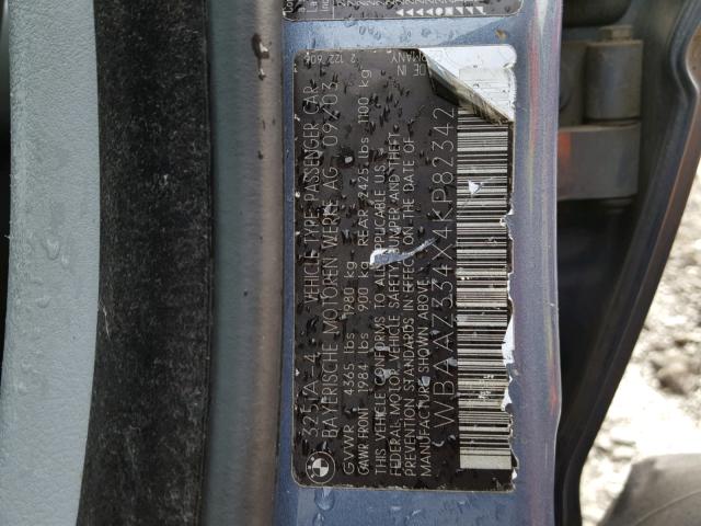 WBAAZ334X4KP82342 - 2004 BMW 325 IS SUL BLUE photo 10