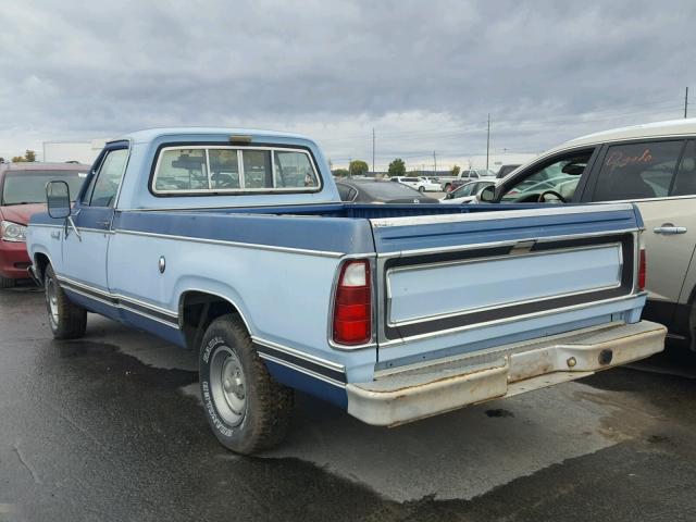 D14BF7S021420 - 1977 DODGE RAM 100 BLUE photo 3