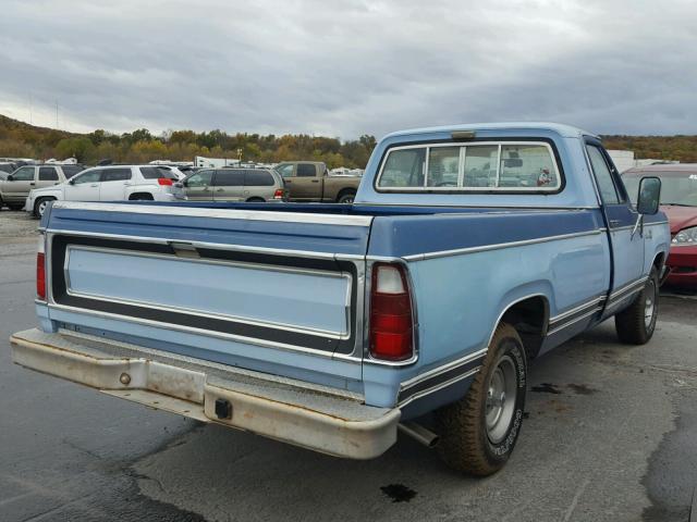 D14BF7S021420 - 1977 DODGE RAM 100 BLUE photo 4