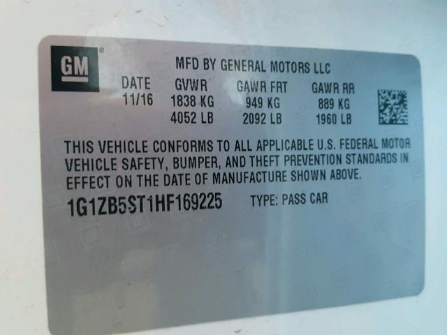 1G1ZB5ST1HF169225 - 2017 CHEVROLET MALIBU LS 白色 照片 10