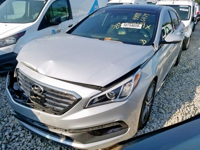 5NPE34AB8FH040732 - 2015 HYUNDAI SONATA SPO SILVER photo 2