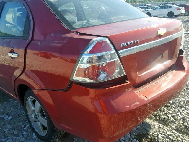 KL1TG56658B009334 - 2008 CHEVROLET AVEO LT RED photo 9