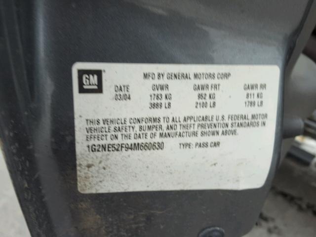 1G2NE52F94M660630 - 2004 PONTIAC GRAND AM S GRAY photo 10