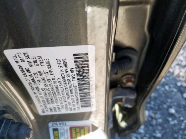 2HKRM4H73DH651877 - 2013 HONDA CR-V EXL GRAY photo 10