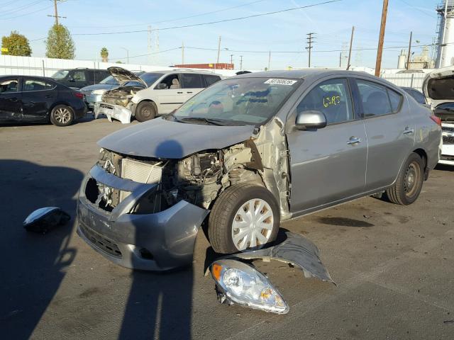 3N1CN7AP3EL870132 - 2014 NISSAN VERSA S/S GRAY photo 2