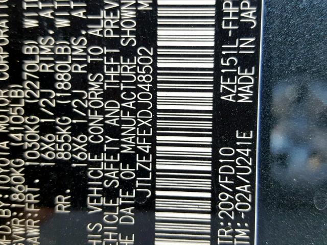 JTLZE4FEXDJ048502 - 2013 TOYOTA SCION XB შავი ფოტო 10