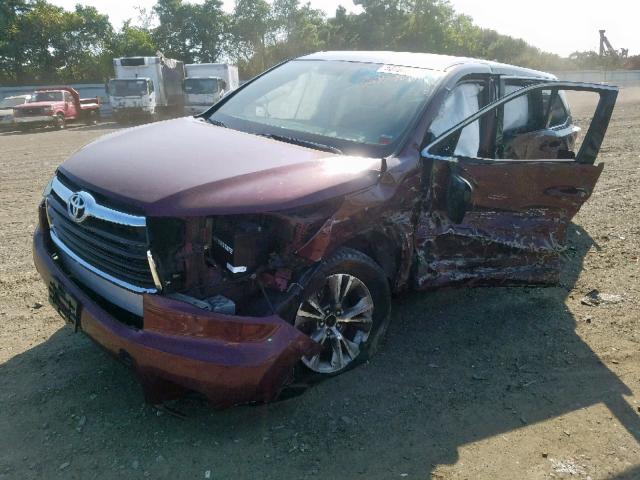 5TDBKRFH0FS123534 - 2015 TOYOTA HIGHLANDER MAROON photo 2