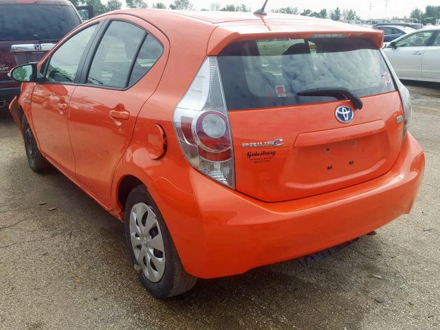 JTDKDTB32E1078982 - 2014 TOYOTA PRIUS C ORANGE photo 3