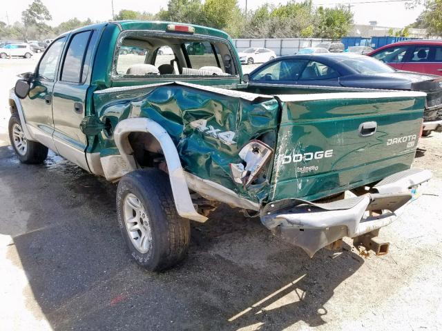 1D7HG48XX3S196678 - 2003 DODGE DAKOTA QUA GREEN photo 3