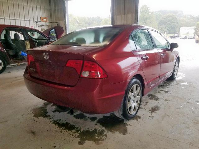 2HGFA16548H511638 - 2008 HONDA CIVIC LX RED photo 4