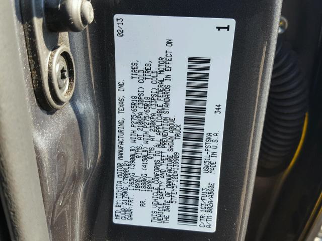 5TFEY5F10DX139909 - 2013 TOYOTA TUNDRA CRE GRAY photo 10