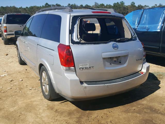 5N1BV28U44N315076 - 2004 NISSAN QUEST S SILVER photo 3