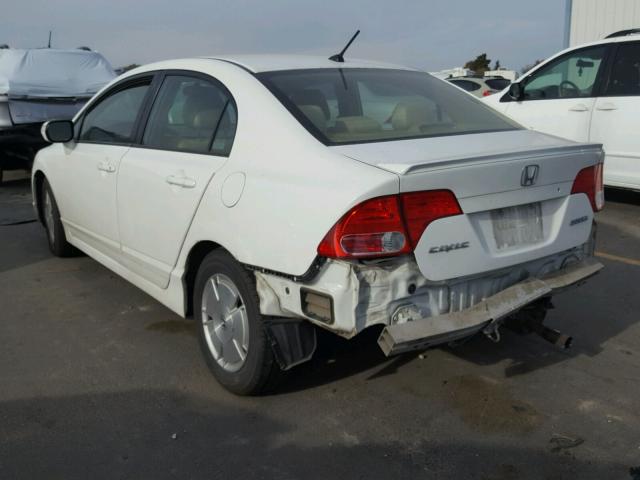 JHMFA36276S006083 - 2006 HONDA CIVIC HYBR WHITE photo 3