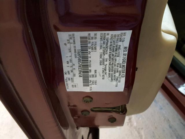 1FAHP34N57W239658 - 2007 FORD FOCUS ZX4 MAROON photo 10