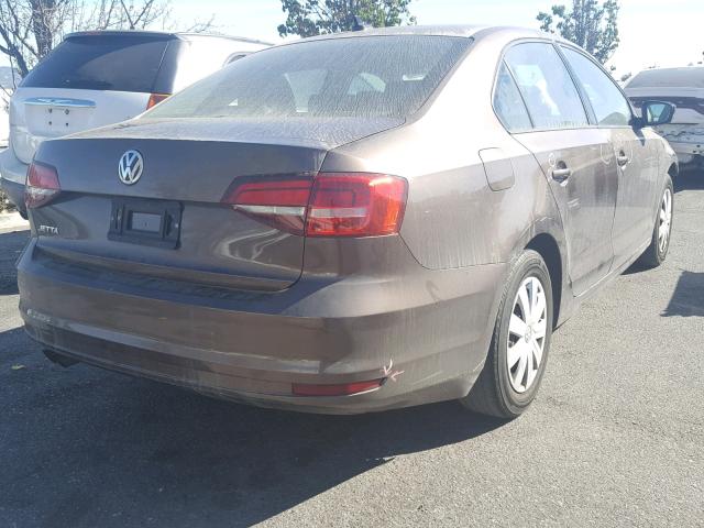 3VW1K7AJ0FM331212 - 2015 VOLKSWAGEN JETTA BASE 棕色 照片 4