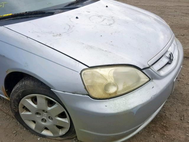 1HGEM22062L015365 - 2002 HONDA CIVIC EX SILVER photo 9