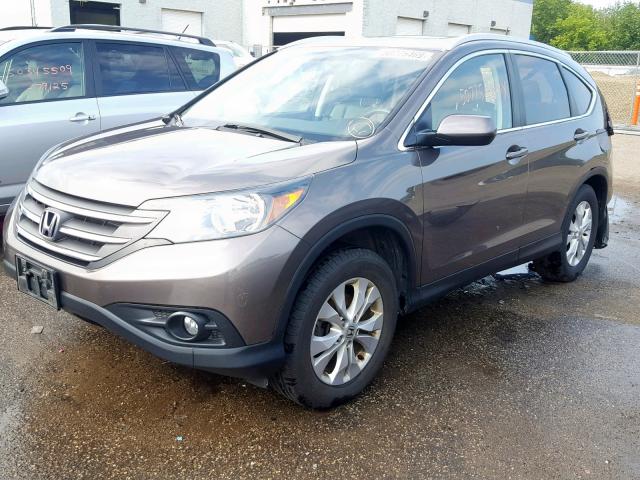 2HKRM4H74EH657558 - 2014 HONDA CR-V EXL GRAY photo 2